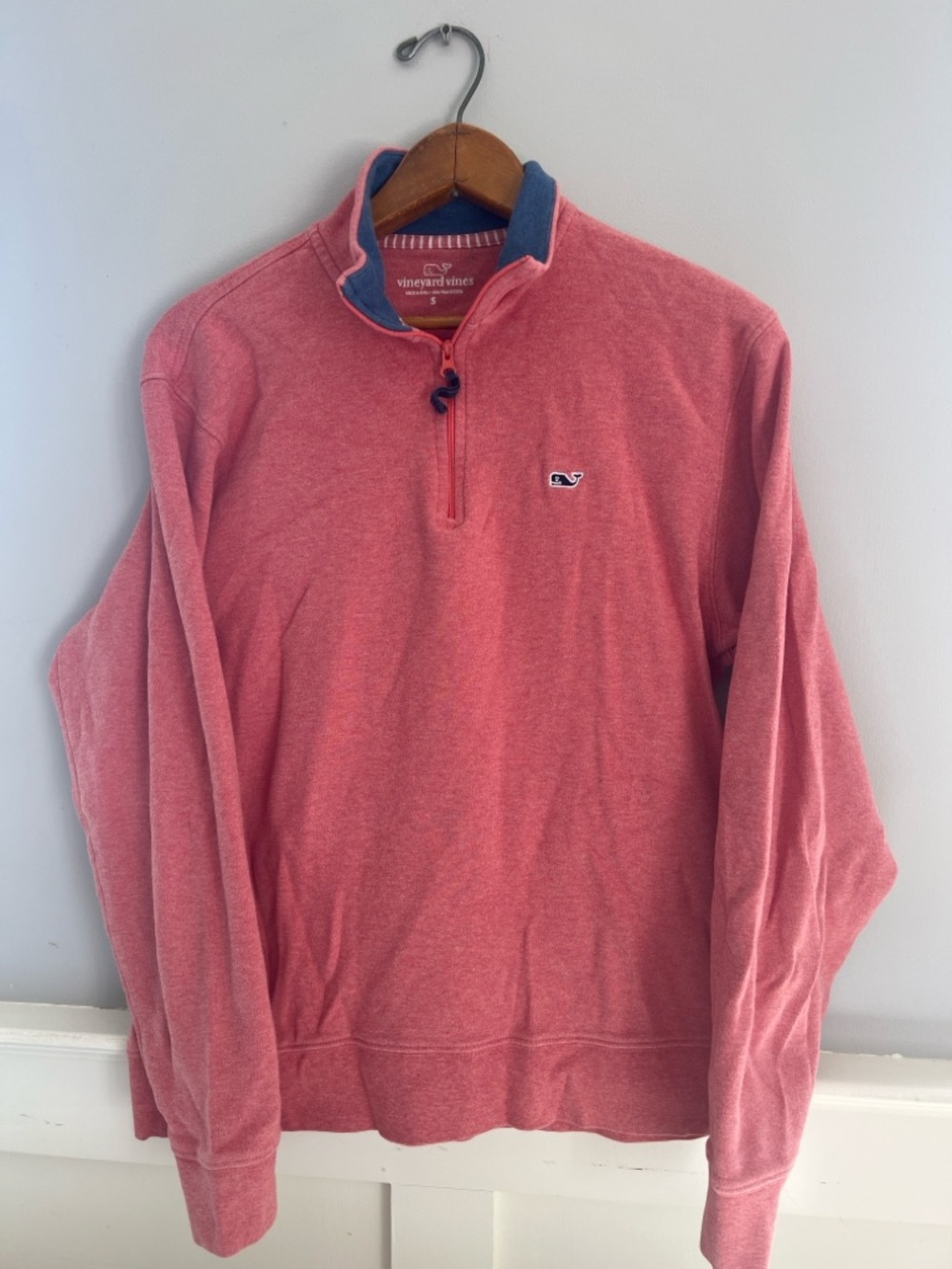 Vineyard Vines 1/4 Zip Pullover Sweatshirt Coral Pink Size S Pima Cotton Preppy